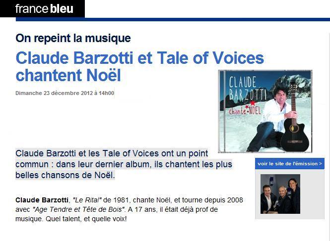 Blog de barzotti83 : Rikounet 83, On repeint la musique France Bleu Claude Barzotti dimanche 23 decembre 14H