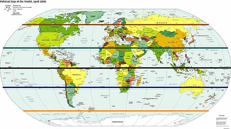 Покажи на карте экватор